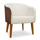 Ver imagem 3 de Kit 02 Poltronas Cadeira Luiza Corino Nozes e Linho Cru Sala de Jantar Recepção Escritório do Lar Mó