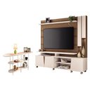 Ver imagem 1 de Estante Home Theater Virtus Castanho Off White com Aparador Infinity Off White - Hb Móveis