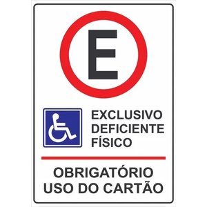 Placa de Sinalização Estacionamento Cadeirante Deficiente Fisico