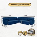 Ver imagem 2 de Sofá Magno 2.57x3.97m de Canto, Retrátil e Reclinável - Azul