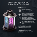 Ver imagem 2 de Lanterna Pink e Azul em Metal e Vidro - 12x8,5 cm