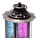 Ver imagem 1 de Lanterna Pink e Azul em Metal e Vidro - 12x8,5 cm