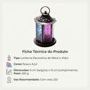 Ver imagem 7 de Lanterna Pink e Azul em Metal e Vidro - 12x8,5 cm
