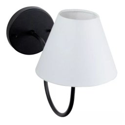 Arandela Curvada Clássica Preto com Cúpula Branca para Sala, Corredor, Quarto, Cama, Cabeceira - 4