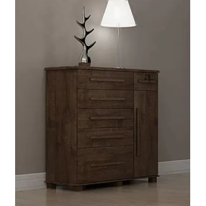 Cômoda 046 6 Gavetas 1 Porta com Sapateira e Pés 100% Mdf New Canion - Móveis Valverde