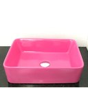 Ver imagem 1 de Cuba de louça retangular de sobrepor rosa 48 x 37 x 13cm