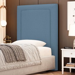 Cabeceira Cama Box Solteiro Alba 90cm com Frame Linho Azul - Desk Design - 1