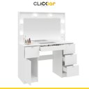 Ver imagem 3 de Penteadeira Camarim Com Espelho e Luzes 117 Cm Bianca 5 Gavetas MDP Branco - ClickLar