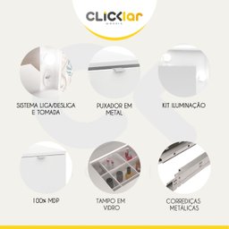 Penteadeira Camarim Com Espelho e Luzes 117 Cm Bianca 5 Gavetas MDP Branco - ClickLar - 5