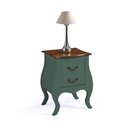Ver imagem 1 de Mesa de Cabeceira Bombê Antique 2 Gavetas Laca Verde Musgo