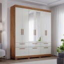 Ver imagem 2 de Guarda Roupa Lisboa 6 Portas de Bater 5 Gavetas Espelho Mdf