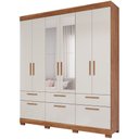 Ver imagem 2 de Guarda Roupa Lisboa 6 Portas de Bater 5 Gavetas Espelho MDF - Panan