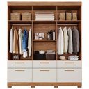Ver imagem 3 de Guarda Roupa Lisboa 6 Portas de Bater 5 Gavetas Espelho MDF - Panan