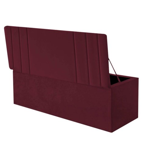 Calçadeira Baú Recamier Estofada Cama Queen 160cm Grécia Suede Bordo- Mabe Magazine