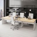 Ver imagem 1 de Plataforma de Trabalho 6 Lugares Pé Painel 360cm Macadâmia com Branco F5 Office