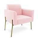 Ver imagem 1 de Poltrona Pé de Ferro Dourado Decorativa Marisa Suede D03 Rosa Bebê
