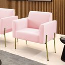 Ver imagem 3 de Poltrona Pé de Ferro Dourado Decorativa Marisa Suede D03 Rosa Bebê