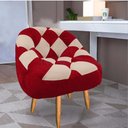 Ver imagem 1 de Poltrona Paloma Escritório Sala Pé Palito Suede Vermelho e Suede Bege Rosado - Dominic Decor