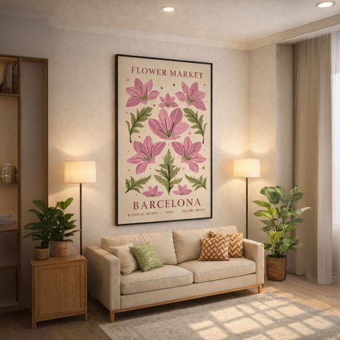 Quadro Canvas Floral Barcelona 70x50cm Mold Branca