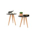 Ver imagem 3 de Conjunto Mesa Lateral E Apoio Oval Pés Palito Retrô - Preto
