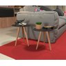 Conjunto Mesa Lateral E Apoio Oval Pés Palito Retrô - Preto - 1