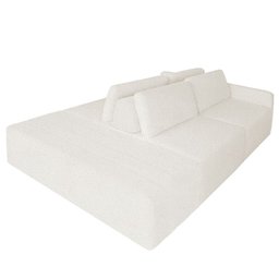Sofá Ilha Eros Modular com Puff 255 Cm Bouclê Off White - 1