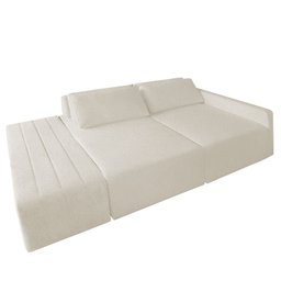 Sofá Ilha Eros Modular com Puff 255 Cm Bouclê Off White - 2