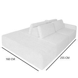 Sofá Ilha Eros Modular com Puff 255 Cm Bouclê Off White - 3