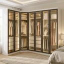 Ver imagem 1 de Guarda-Roupa Modulado Reflecta com LED Canto Oblíquo 7 Portas 6 Gavetas MDF Cairo Branco/Neve