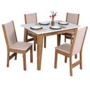 Ver imagem 1 de Conjunto Mesa Retangular Sophia com 4 Cadeiras Melina Fosca Asgard Bege Freijó e Off White