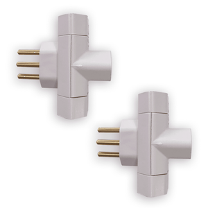Kit 2 Pino Adaptador para Tomada Tipo T Benjamin 3 Pino Bipolar 10a 250v Cor:cinza Claro