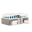 Ver imagem 1 de Cama Juvenil Lara Solteiro com Nichos Escadinha e Colchão em Madeira Baby Mobília - Branco/cinza