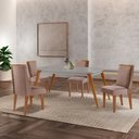Ver imagem 1 de Mesa de Jantar Copper 120cm Tampo Canto Mdf Vidro com 4 Cadeiras Diane Moderna Mobília