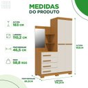 Ver imagem 3 de Guarda Roupa Solteiro 2 Portas e 4 Gavetas c/ 1 Espelho Melissa Cinamomo/Off White - Acp