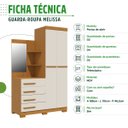 Ver imagem 7 de Guarda Roupa Solteiro 2 Portas e 4 Gavetas c/ 1 Espelho Melissa Cinamomo/Off White - Acp