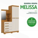 Ver imagem 2 de Guarda Roupa Solteiro 2 Portas e 4 Gavetas c/ 1 Espelho Melissa Cinamomo/Off White - Acp