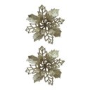 Ver imagem 6 de Jogo 6 Flores Bico de Papagaio Champanhe Natal Pick Glitter 9cm com Presilha - Magizi