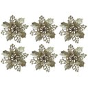 Ver imagem 2 de Jogo 6 Flores Bico de Papagaio Champanhe Natal Pick Glitter 9cm com Presilha - Magizi