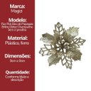 Ver imagem 1 de Jogo 6 Flores Bico de Papagaio Champanhe Natal Pick Glitter 9cm com Presilha - Magizi
