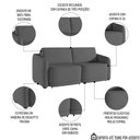 Ver imagem 3 de Sofá Cama Casal para Sala 236cm Polska K04 Linho Cinza Escuro - Mpozenato