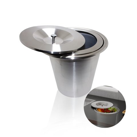 Lixeira de Pia e Bancada Aço Inox 8L Embutir