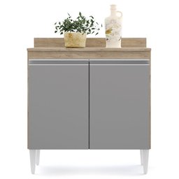 Armário de Cozinha Modulado de Canto 8 Peças Cp27 com Pia Inox Castanho/cinza - Lumil Lumil Móveis - 10