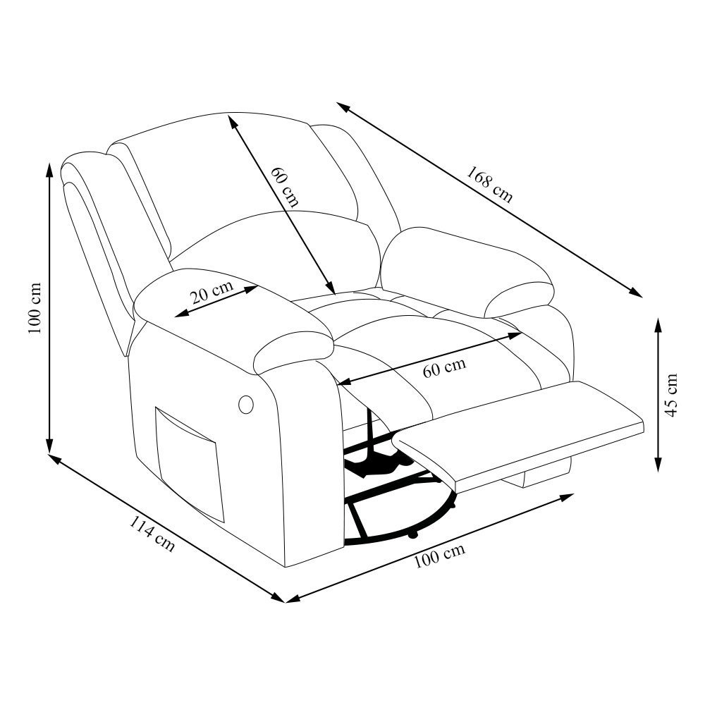 Poltrona do Papai Reclinável Sala de Cinema Madrid Glider Manual Giratória Massagem USB PU Bege G26  - 4