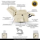 Ver imagem 3 de Poltrona do Papai Reclinável Sala de Cinema Madrid Glider Manual Giratória Massagem USB PU Bege G26
