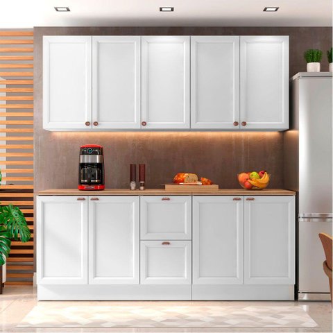 Cozinha Completa Unna 9 Portas 2 Gavetas Poliman Móveis Branco
