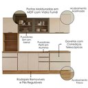 Ver imagem 4 de Cozinha Armario 5 Peças Paneleiro Balcao para Pia 258 cm Etna Carvalho Oak Off White Poliman