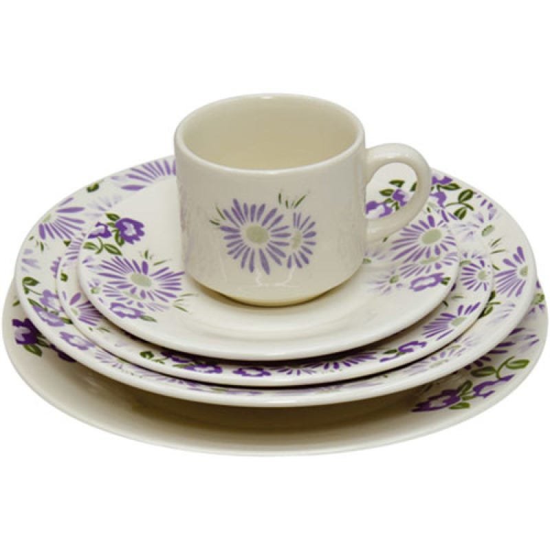 Aparelho de Jantar/Chá Oxford Lilac 102965 30 Peças Branco/Lilás