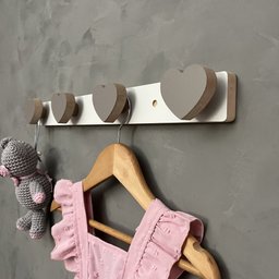 Cabideiro de Parede Infantil Coração Suporte Gancho Roupas:cinza - 4