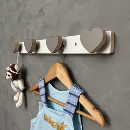 Cabideiro de Parede Infantil Coração Suporte Gancho Roupas:cinza - 3