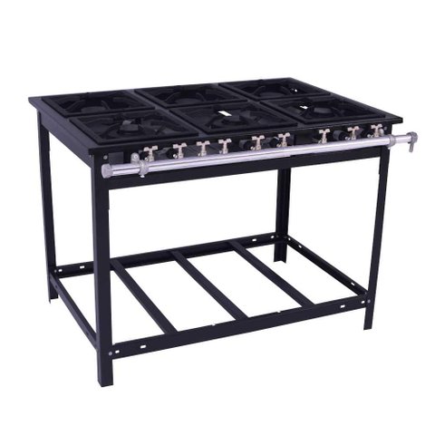 Fogão a Gás Industrial Extra 6 Queimadores 3 Duplos e 3 Simples E6 - Venâncio